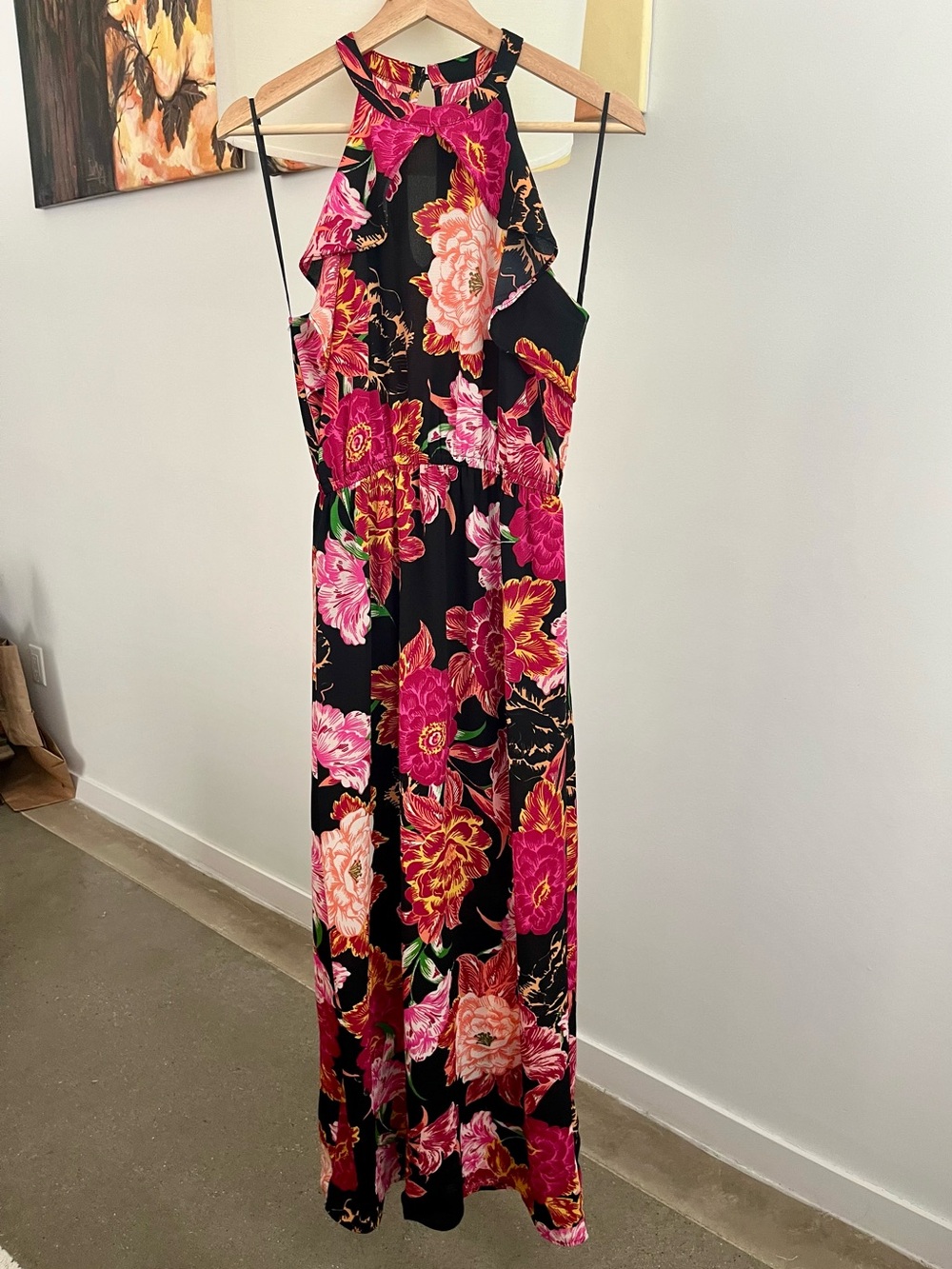 Floral Print High Neck Maxi Dress